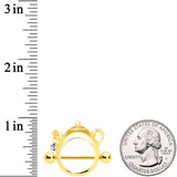 14G 5/8 Clear Gem Gold Tone Teapot Nipple Shield Set