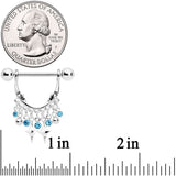 14G 5/8 Aqua Gem Moons Dangle Nipple Ring Set