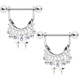 14G 5/8 Clear Gem Moons Dangle Nipple Ring Set