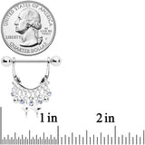 14G 5/8 Clear Gem Moons Dangle Nipple Ring Set