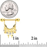 14G 5/8 Clear Gem Gold Tone Moons Dangle Nipple Ring Set