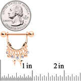 14G 5/8 Clear Gem Rose Gold Tone Moons Dangle Nipple Ring Set