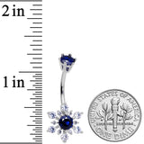 Clear Blue CZ Gem Snowflake Christmas Belly Ring