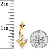 Clear CZ Gem Gold Tone Chevron Belly Ring