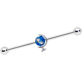 14G Globe Earth Industrial Barbell 38mm