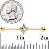 14G Clear CZ Gem Gold Tone Chevron Industrial Barbell 38mm