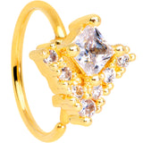 20G 5/16 Clear CZ Gem Gold Tone Chevron Nose Hoop