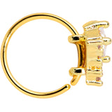 20G 5/16 Clear CZ Gem Gold Tone Chevron Nose Hoop