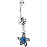 Clear Blue Gem Nautical Starfish Dangle Belly Ring