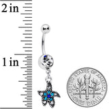 Clear Blue Gem Nautical Starfish Dangle Belly Ring