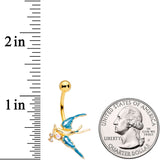 Clear CZ Gem Gold Tone Swallow Bird Belly Ring