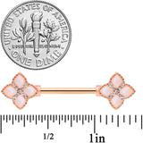 14G 5/8 Clear Gem Rose Gold Tone Rhombus Barbell Nipple Ring Set