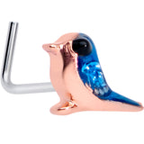 20G 5/16 Rose Gold Tone Bluebird L Shaped Nose Ring