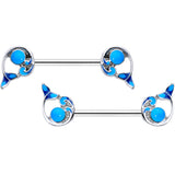 14G 9/16 Whale in the Water Nautical Barbell Nipple Ring Set