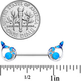 14G 9/16 Whale in the Water Nautical Barbell Nipple Ring Set