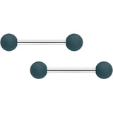 14G 9/16 Graceful Grey Matte Barbell Nipple Ring Set