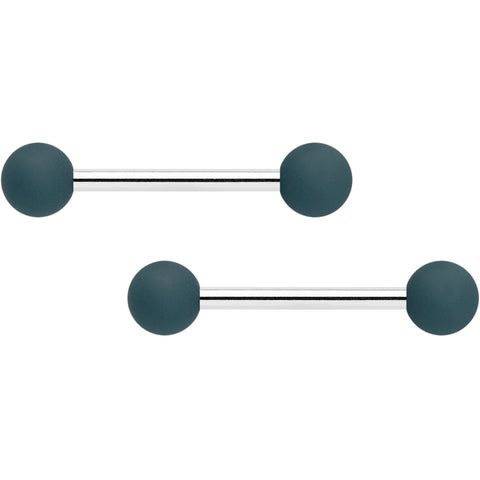 14G 9/16 Graceful Grey Matte Barbell Nipple Ring Set