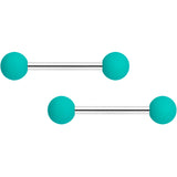 14G 9/16 Thoroughly Teal Matte Barbell Nipple Ring Set