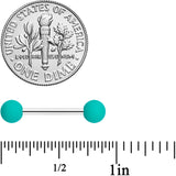 14G 9/16 Thoroughly Teal Matte Barbell Nipple Ring Set