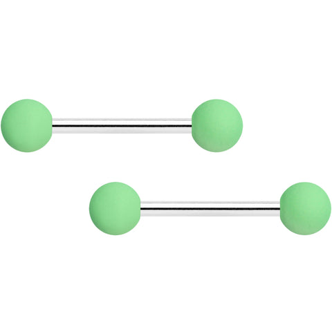 14G 9/16 Mint Green Matte Barbell Nipple Ring Set