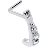 20G 5/16 Clear CZ Gem Trio Graceful Faux Hoop L Shaped Nose Ring