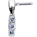 20G 5/16 Clear CZ Gem Trio Graceful Faux Hoop L Shaped Nose Ring