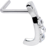 20G 5/16 Clear CZ Gem Trio Graceful Faux Hoop L Shaped Nose Ring