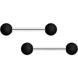 14G 9/16 Teal Black Matte Barbell Nipple Ring Set of 4