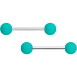 14G 9/16 Teal Black Matte Barbell Nipple Ring Set of 4