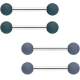 14G 9/16 Dark Grey Light Grey Matte Barbell Nipple Ring Set of 4