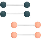 14G 9/16 Peach Grey Matte Barbell Nipple Ring Set of 4