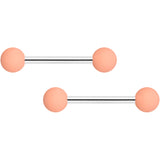 14G 9/16 Peach Grey Matte Barbell Nipple Ring Set of 4