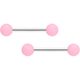 14G 9/16 Pink Peach Matte Barbell Nipple Ring Set of 4
