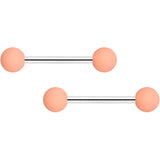 14G 9/16 Pink Peach Matte Barbell Nipple Ring Set of 4