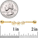 14G Clear Gem Gold Tone Flower Double Industrial Barbell 40mm