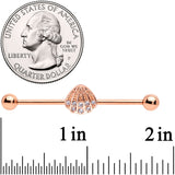 14G Clear Gem Rose Gold Tone Shell Industrial Barbell 38mm