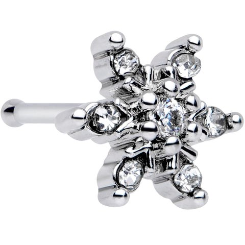 20G 1/4 Clear CZ Gem Snowflake Christmas Nose Bone