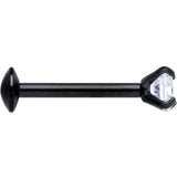 18G 5/16 CZ Gem Black 3mm Threadless Push In Labret Tragus