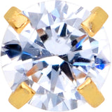 18G 5/16 CZ Gem Gold PVD 3mm Threadless Push In Labret Tragus