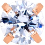 18G 5/16 CZ Rose Gold PVD 3mm Threadless Push In Labret Tragus