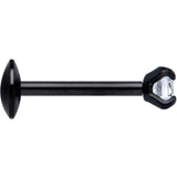 20G 1/4 CZ Gem Black 2mm Threadless Push In Labret Tragus
