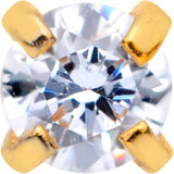 20G 1/4 CZ Gem Gold PVD 2mm Threadless Push In Labret Tragus