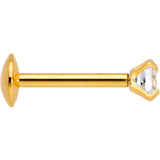 20G 1/4 CZ Gem Gold PVD 2mm Threadless Push In Labret Tragus
