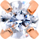20G 1/4 CZ Gem Rose Gold PVD 2mm Threadless Push In Labret Tragus