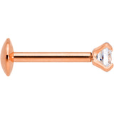 20G 1/4 CZ Gem Rose Gold PVD 2mm Threadless Push In Labret Tragus