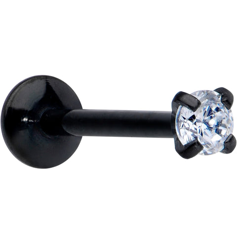 20G 5/16 CZ Gem Black 2mm Threadless Push In Labret Tragus