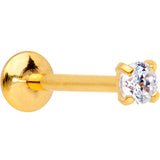 20G 5/16 CZ Gem Gold PVD 2mm Threadless Push In Labret Tragus