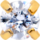 20G 5/16 CZ Gem Gold PVD 2mm Threadless Push In Labret Tragus