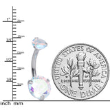 Aurora CZ Gem Duo Internally Threaded Belly Ring