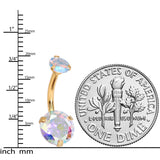 Aurora CZ Gem Gold Tone Duo Internally Threaded Belly Ring